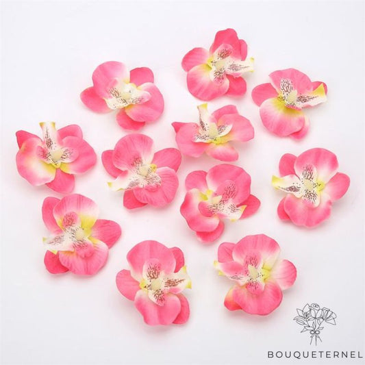 Orchidée Artificielle en Soie Rose | Lot de 10 Orchidées