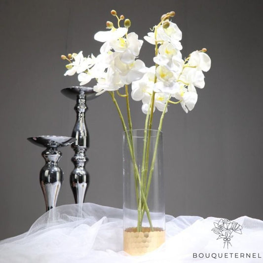 Orchidée Artificielle Haut de Gamme Blanche | Lot de 5 Tiges d'Orchidées Artificielles