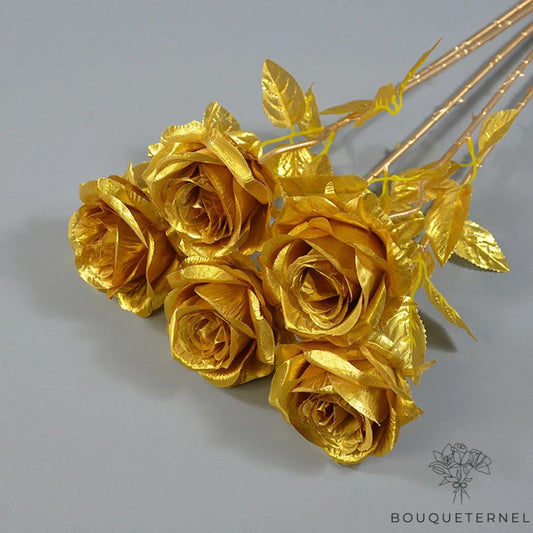 Rose Artificielle Dorée Or
