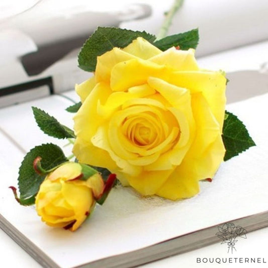 Rose Artificielle Jaune Jaune
