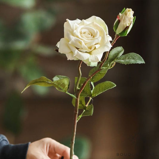 Fleur de Rose Artificielle Blanche