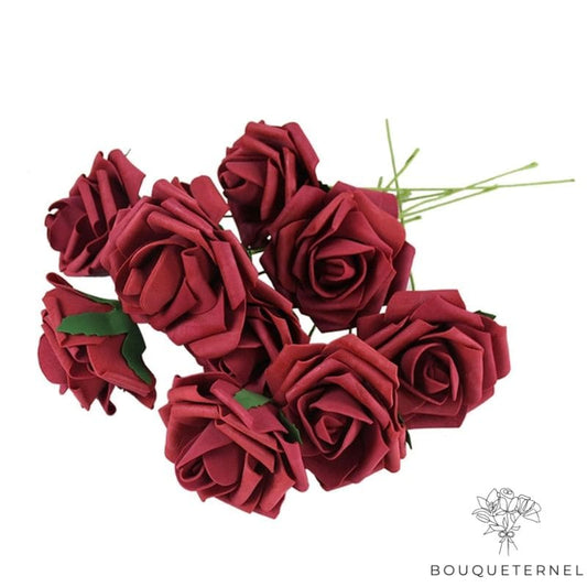 Roses Artificielles en Mousse Rouge | Lot de 10 Roses Artificielles