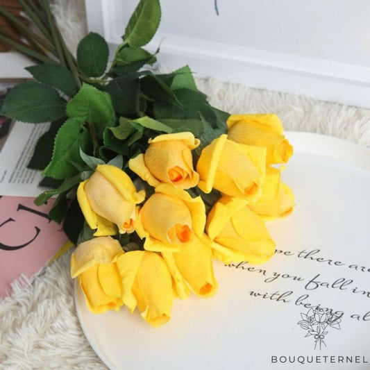 Roses Artificielles Jaunes Jaune