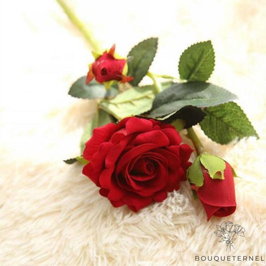 Roses Artificielles Rouges Rouge | Lot de 3 tiges de Roses Artificielles